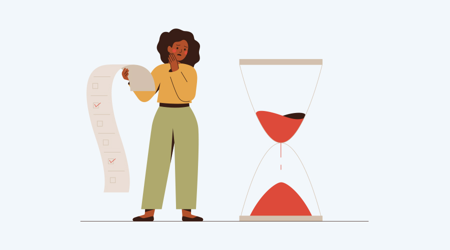 Illustration of a women thinking about effective time management 
