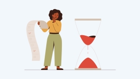Illustration of a women thinking about effective time management 