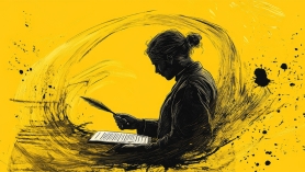 illustration of a person writing in a book